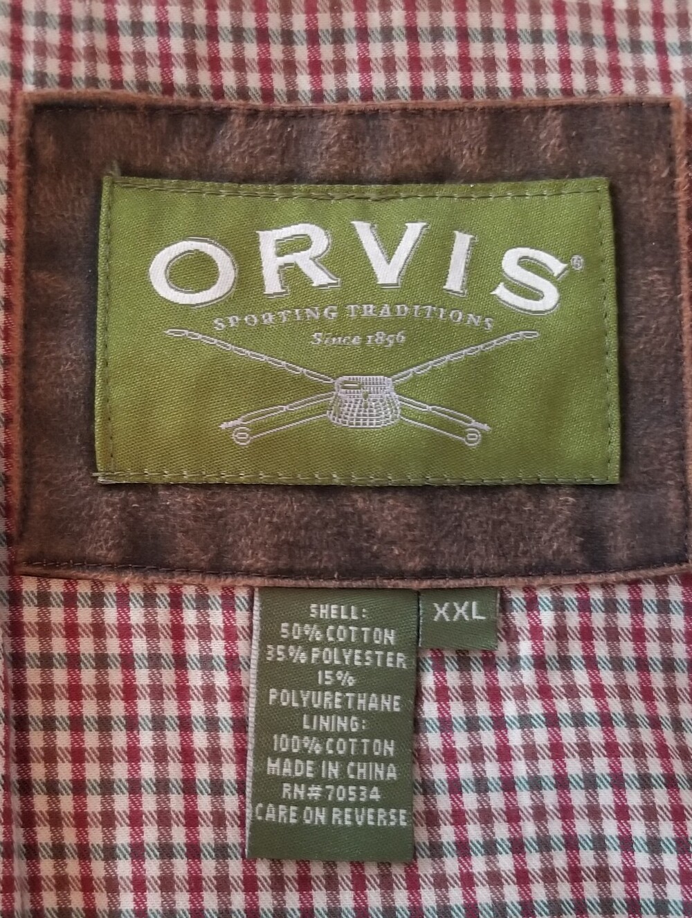 Men's Orvis Lined Brown Button Front Vest Size XXL - Picture 3 of 5